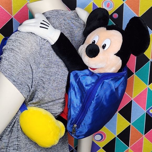 Disney Handbags - 90s Vintage Mickey Mouse Plush Backpack Disney